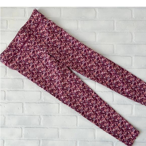 Aerie Purple and Pink Flower cotton stretch yoga leggings -sz M - Picture 1 of 4